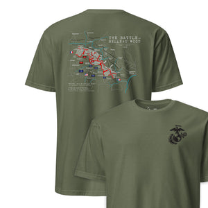 Belleau Wood Battle Map T-Shirt in OD Green - USMC historic tee