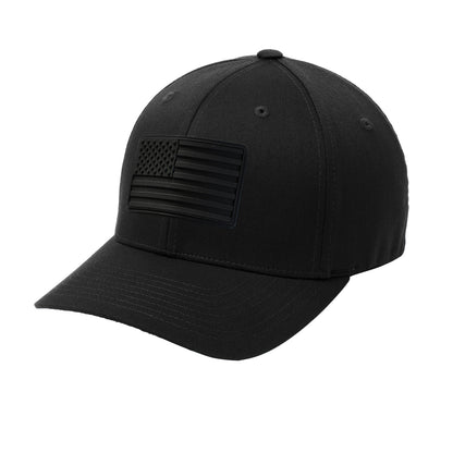 Blackout American Flag PVC Patch Flexfit Structured Hat