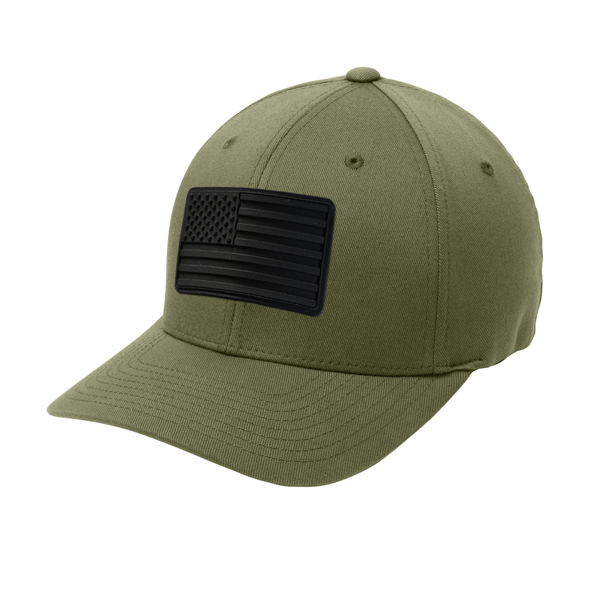 FlexFit Blackout American Flag PVC Patch Structured Hat