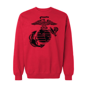 Eagle Globe & Anchor Blackout Crewneck Sweatshirt in Red - USMC EGA apparel