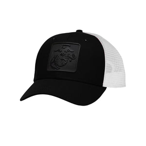 Blackout EGA Square PVC Patch Trucker Hat in black white - USMC structured cap