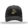 Eagle Globe & Anchor Unstructured USMC Hat with 3D embroidery- Black Hat w/ OD - BLACK