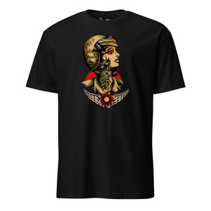 Born to Thrill Pilot Pin-Up T-Shirt in Black - Marine Corps aviation tee