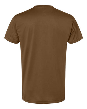 Coyote Brown Left Chest Eagle, Globe, and Anchor Established Performance T-Shirt- Black Logo