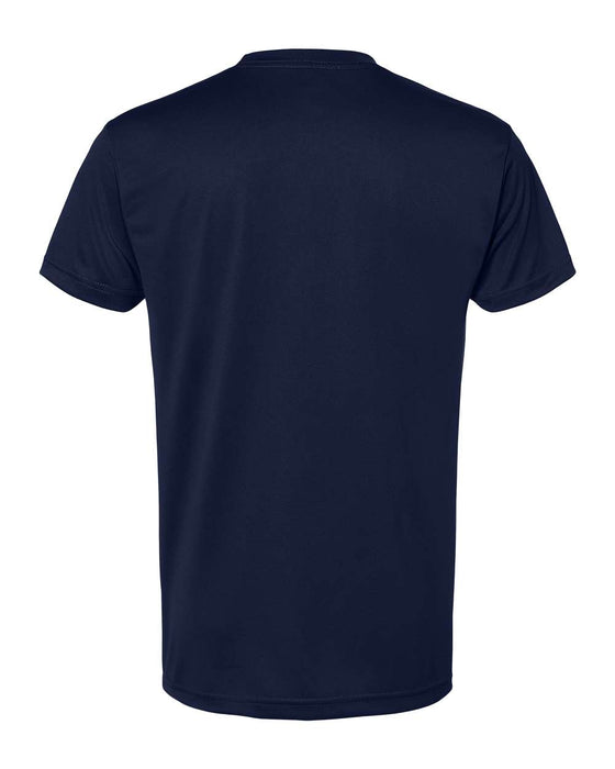 Navy Left Chest Eagle, Globe, and Anchor Established Performance T-Shirt- Grey Logo