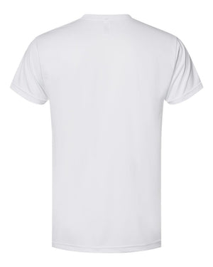 White Left Chest Eagle, Globe, and Anchor Established Performance T-Shirt- Black Logo