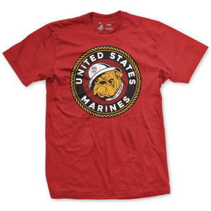 Bulldog Vintage Seal T-Shirt in Red - Marine Corps veteran tee