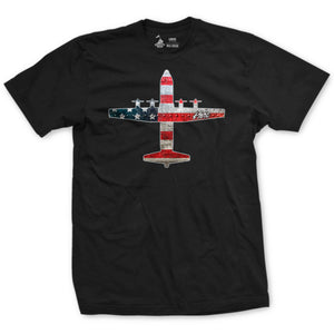 C-130 Herc Rivet Flag T-Shirt in Black - Marine Corps aviation tee