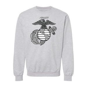 Classic Eagle Globe and Anchor Crewneck Sweatshirt in Heather Grey - USMC unit apparel