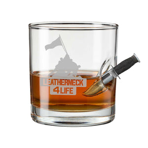 Combat Knife Leatherneck for Life Rocks Glass
