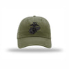Eagle Globe & Anchor Carbon Fiber Patch Dad Hat - OLIVE