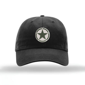 WWII D-Day Invasion Star Unstructured Hat - Black