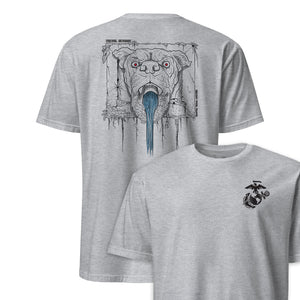 Devil Dog Fountain T-Shirt in Grey - USMC veteran tee