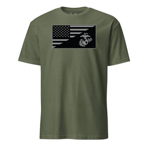 Diagonal Subdued Flag T-Shirt in OD Green - USMC veteran tee