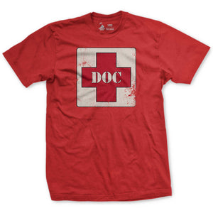 DOC Vintage Cross T-Shirt in Red - Navy corpsman veteran tee