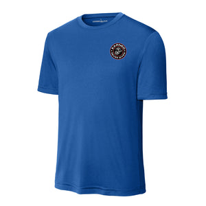 Earned Never Given Circle Performance T-Shirt in Royal - USMC unit tee