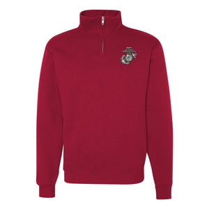 Classic Eagle Globe and Anchor Quarter Zip Sweatshirt