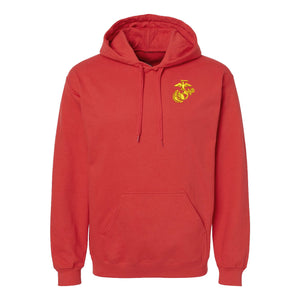 Eagle Globe and Anchor Hoodie with Gold Logo