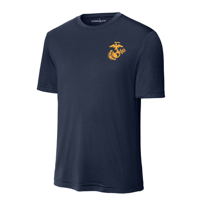 Eagle Globe & Anchor Gold Left Chest Performance T-Shirt