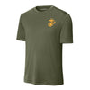 Eagle Globe & Anchor Gold Left Chest Performance T-Shirt - OD GREEN