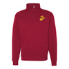 Eagle Globe and Anchor Quarter Zip Sweatshirt with Gold Logo - Red