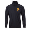 Eagle Globe & Anchor Gold Performance Quarter Zip Pullover - BLACK