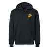 Eagle Globe and Anchor Full Zip Hoodie with Gold Logo - Black