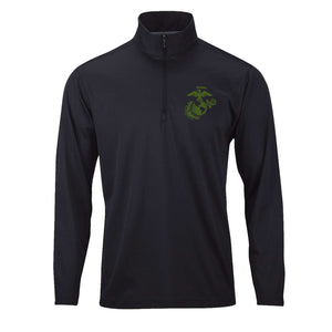 Eagle Globe & Anchor OD Green Performance Quarter Zip Pullover