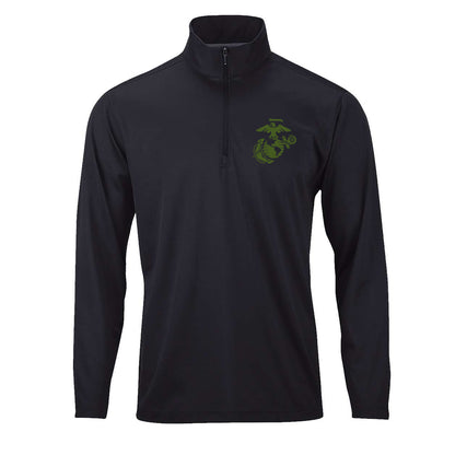 Eagle Globe & Anchor OD Green Performance Quarter Zip Pullover