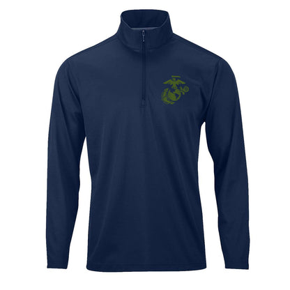 Eagle Globe & Anchor OD Green Performance Quarter Zip Pullover