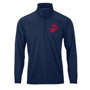 Eagle Globe & Anchor Red Performance Quarter Zip Pullover