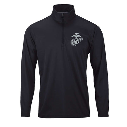 Eagle Globe & Anchor Silver Performance Quarter Zip Pullover