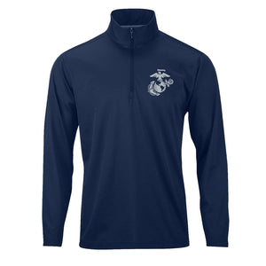 Eagle Globe & Anchor Silver Performance Quarter Zip Pullover