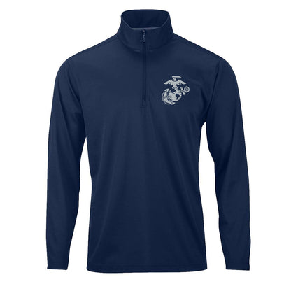 Eagle Globe & Anchor Silver Performance Quarter Zip Pullover
