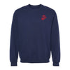 Eagle Globe and Anchor Crewneck Sweatshirt with Red Logo - Navy