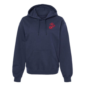 Eagle Globe and Anchor Hoodie with Red Logo