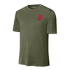 Eagle Globe & Anchor Red Left Chest Performance T-Shirt - OD GREEN