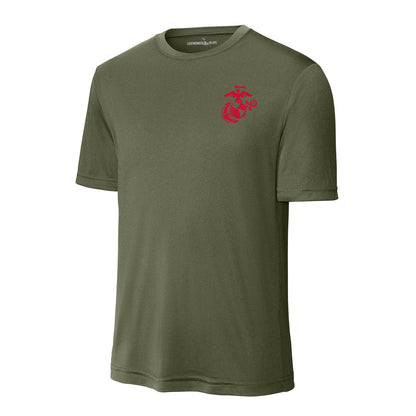 Eagle Globe & Anchor Red Left Chest Performance T-Shirt