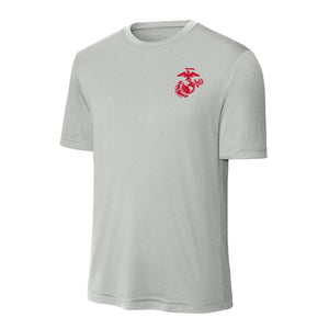 Eagle Globe & Anchor Red Left Chest Performance T-Shirt in Slate - USMC unit apparel