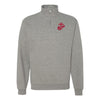 Eagle Globe and Anchor Quarter Zip Sweatshirt with Red Logo - Grey