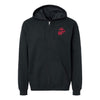 Eagle Globe and Anchor Full Zip Hoodie with Red Logo - Black