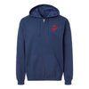 Eagle Globe and Anchor Full Zip Hoodie with Red Logo - Navy