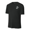 Eagle Globe & Anchor Silver Left Chest Performance T-Shirt - BLACK