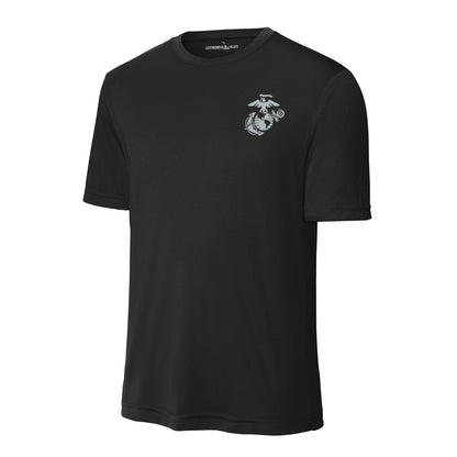 Eagle Globe & Anchor Silver Left Chest Performance T-Shirt