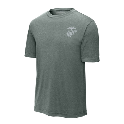 Eagle Globe & Anchor Silver Left Chest Performance T-Shirt