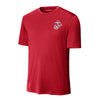 Eagle Globe & Anchor Silver Left Chest Performance T-Shirt - RED