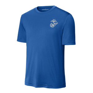 Eagle Globe & Anchor Silver Left Chest Performance T-Shirt