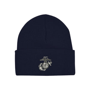 Eagle Globe & Anchor Cuffed Watch Cap in Navy - USMC winter cap