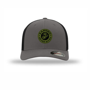 Flexfit Earned Never Given OD Green Patch Structured Trucker - Leatherneck For Life