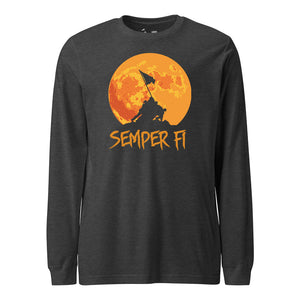 Halloween Semper Fi Longsleeve T-Shirt in Charcoal - Marine Corps holiday tee